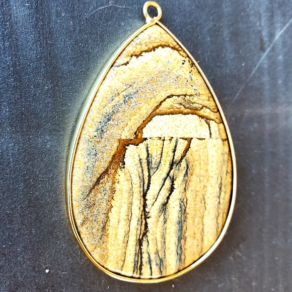 New Picture Jasper Gold Wrapped Teardrop Pendant - Picture 4 of 9